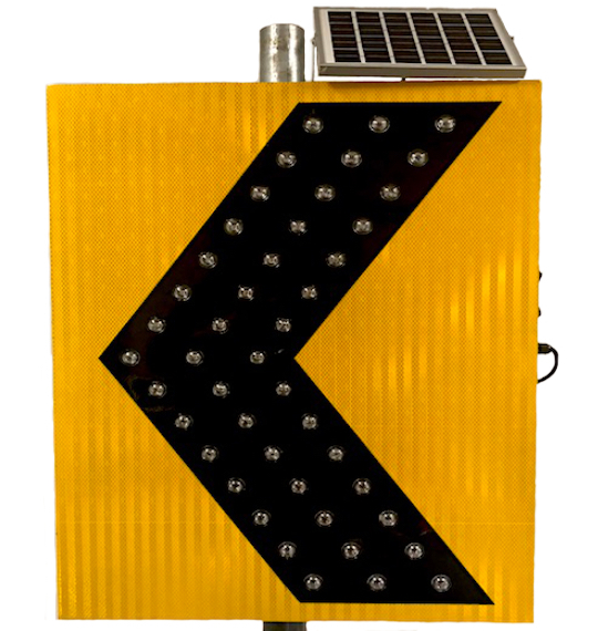 30" Solar Powered LED Flashing Chevron Sharp Curve Road Sign